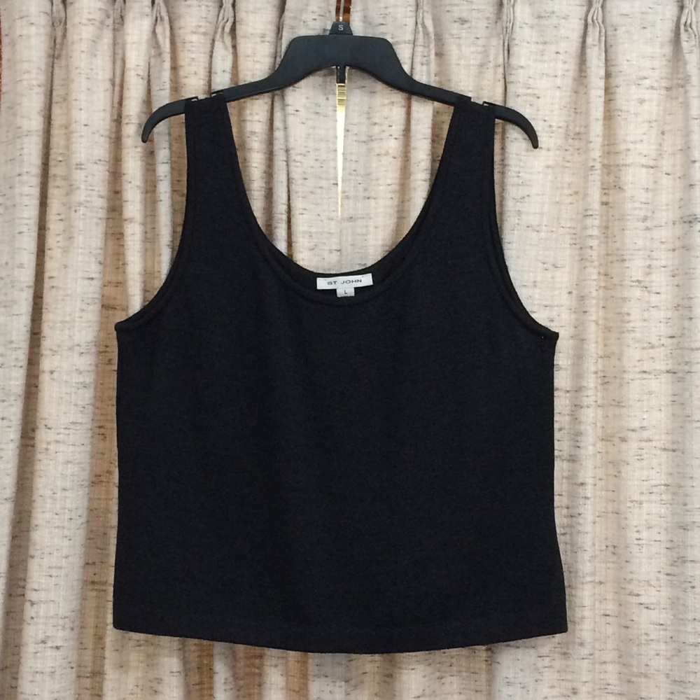 St. John Textured Knit Scoop Neck Tank Top
